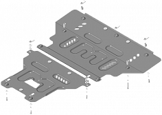 70105 Усиленная Защита картера Двигателя, КПП, Гидроусилителя. 2 мм, Сталь.