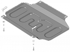 71403 Усиленная Защита картера двигателя, переднего дифференциала. 2 мм, Сталь.